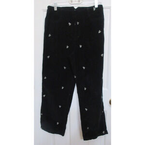 VTG Casablanca Sports Black Corduroy Pants Embroidered Christmas Trees Waist 32